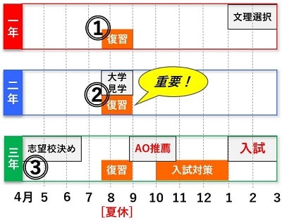 大学受験対策　３年間の流れ