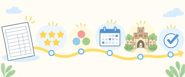 通知表を起点に、評定・3観点・単位や出欠・進路での使われ方・次の行動へと進む5手順の流れを表した図解