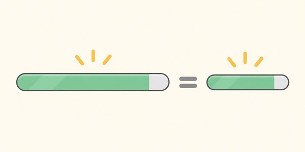 満点の違う2つのテストを、得点率にそろえると同じ物差しで比べられることを示したメーターの図