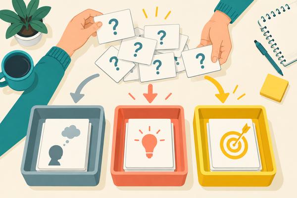 間違えた問題を3つに仕分け、解き方を知っていた問題と取れるはずだった問題を優先することを示した図